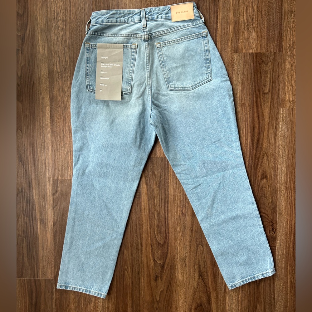 NWOT EVERLANE Curvy 90s Cheeky Straight Jean Light Wash Organic Size 27 Ankle - Picture 9 of 16